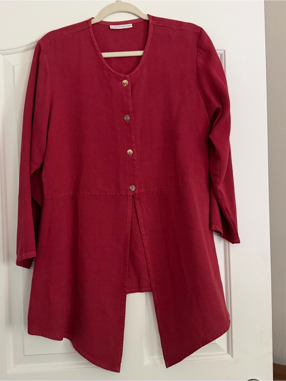 Bryn Walker coral Asymmetrical Button Front Lagenlook Tunic Jacket